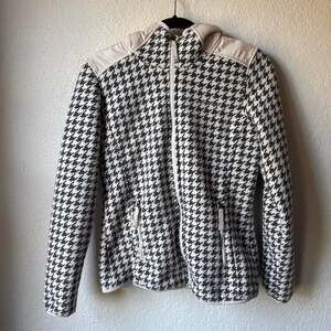 Columbia black and white houndstooth fleece jacket Small